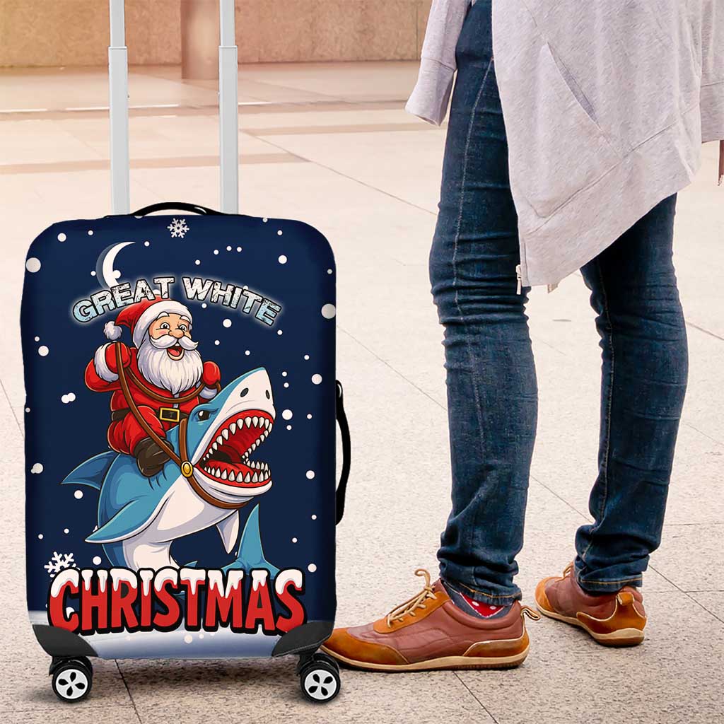 Great White Christmas Shark Christmas Luggage Cover Funny Xmas Holiday Patterns - Wonder Print Shop