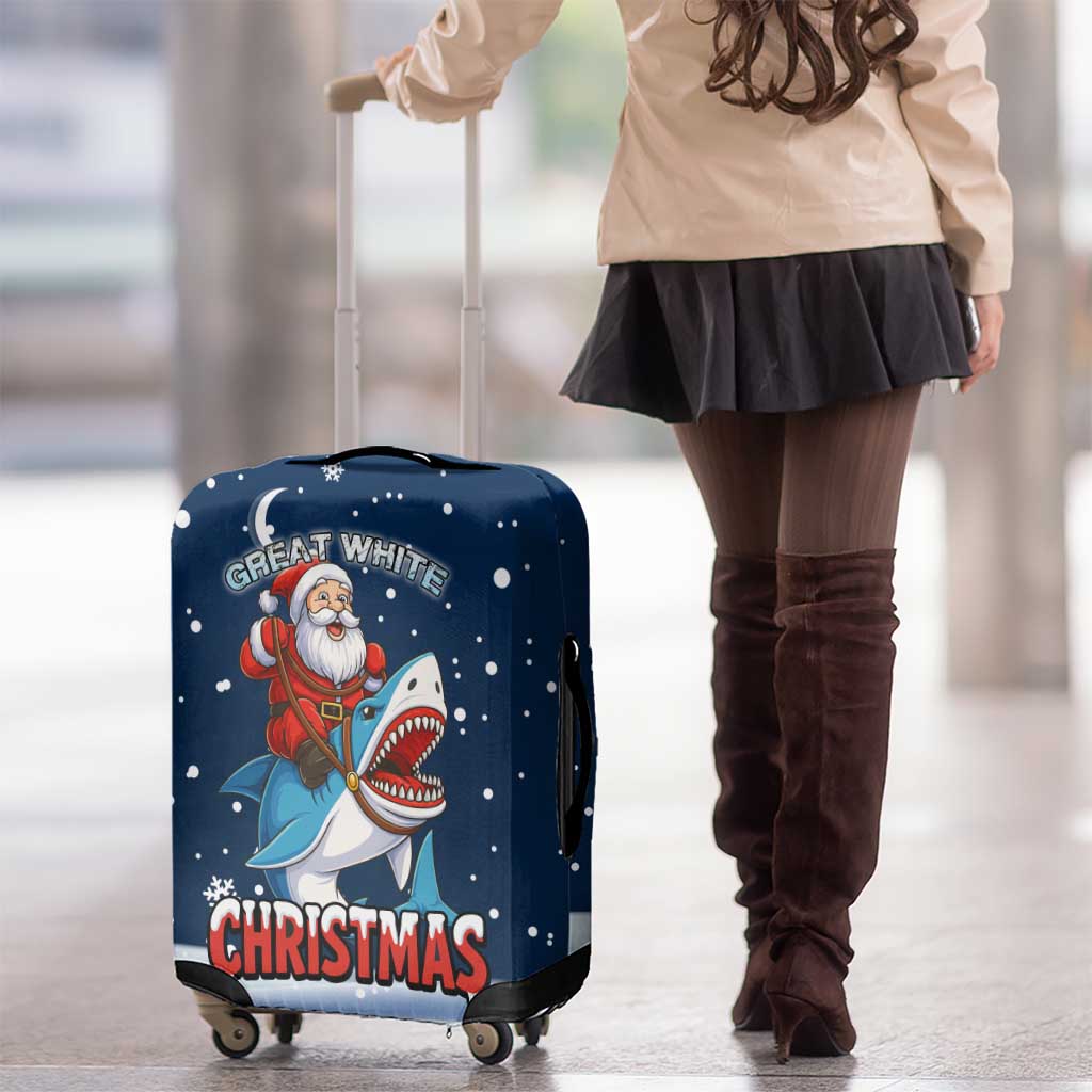 Great White Christmas Shark Christmas Luggage Cover Funny Xmas Holiday Patterns - Wonder Print Shop