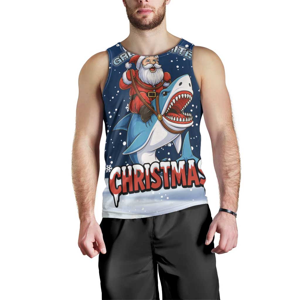 Great White Christmas Shark Christmas Men Tank Top Funny Xmas Holiday Patterns - Wonder Print Shop