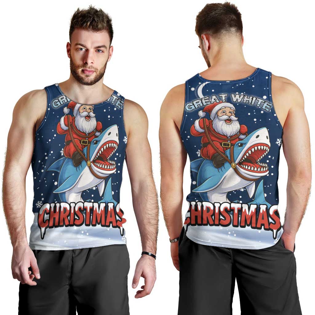 Great White Christmas Shark Christmas Men Tank Top Funny Xmas Holiday Patterns - Wonder Print Shop