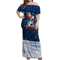 Great White Christmas Shark Christmas Off Shoulder Maxi Dress Funny Xmas Holiday Patterns - Wonder Print Shop