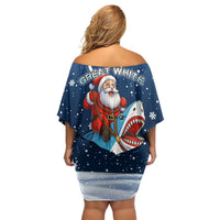 Great White Christmas Shark Christmas Off Shoulder Short Dress Funny Xmas Holiday Patterns - Wonder Print Shop