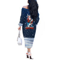 Great White Christmas Shark Christmas Off The Shoulder Long Sleeve Dress Funny Xmas Holiday Patterns - Wonder Print Shop