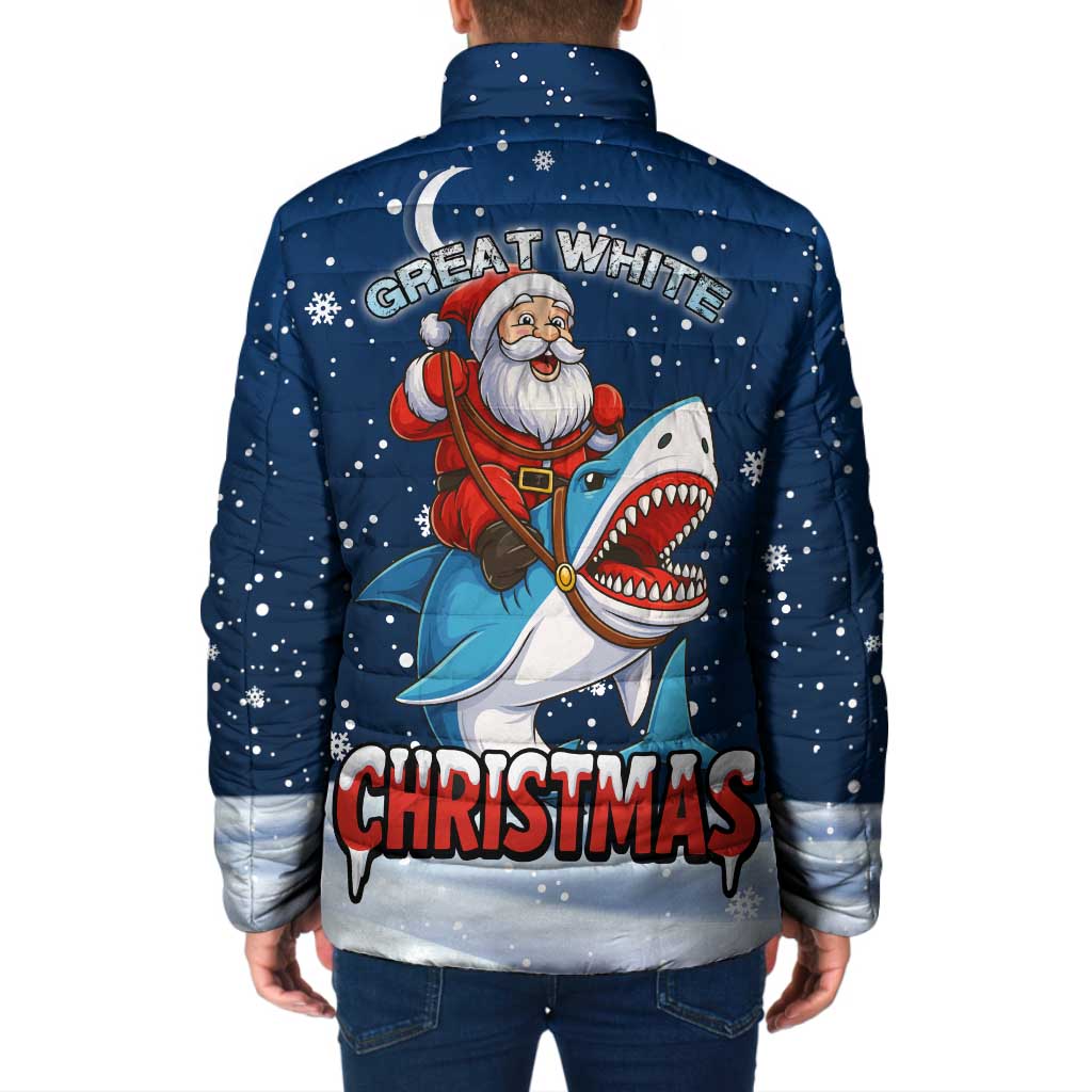 Great White Christmas Shark Christmas Padded Jacket Funny Xmas Holiday Patterns - Wonder Print Shop
