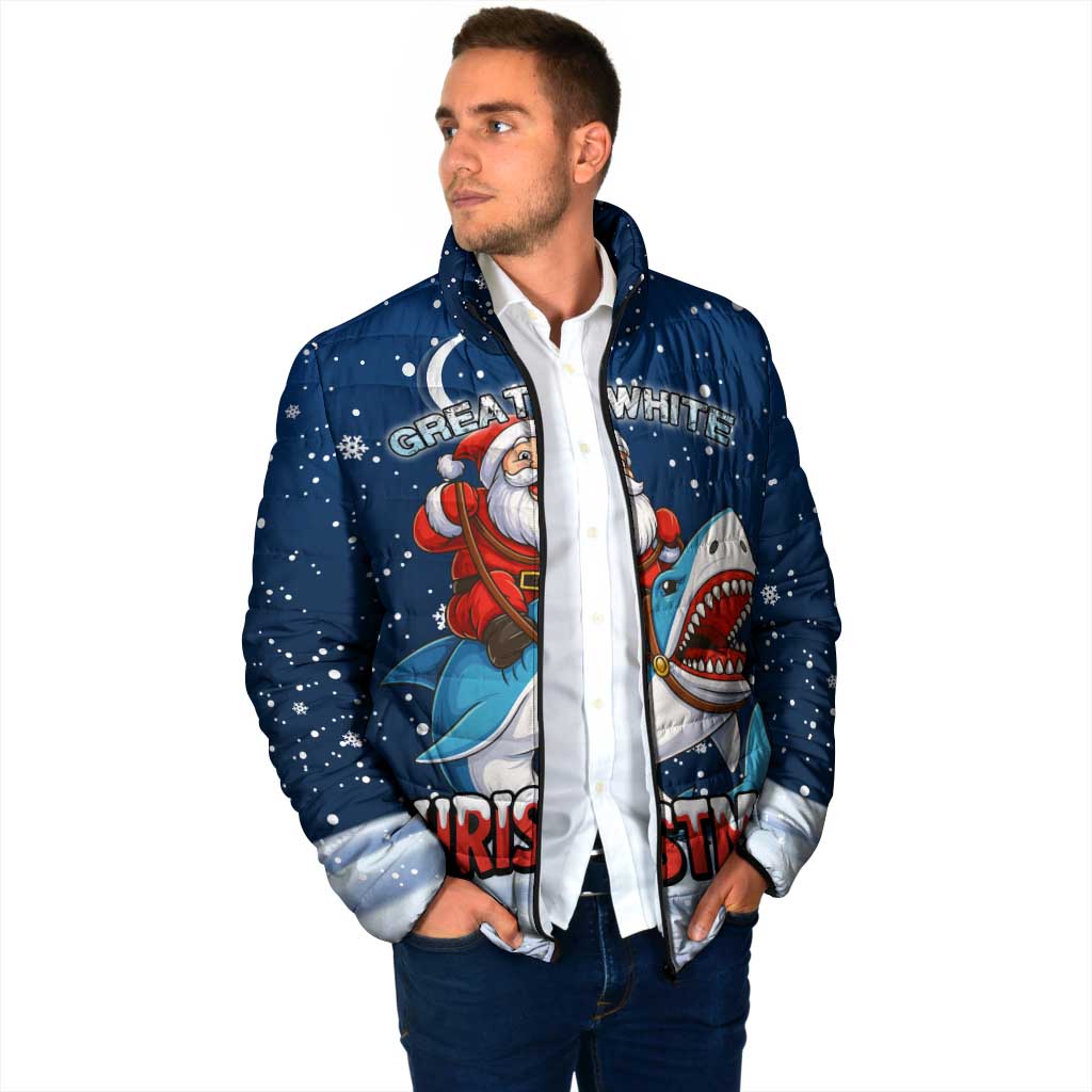 Great White Christmas Shark Christmas Padded Jacket Funny Xmas Holiday Patterns - Wonder Print Shop