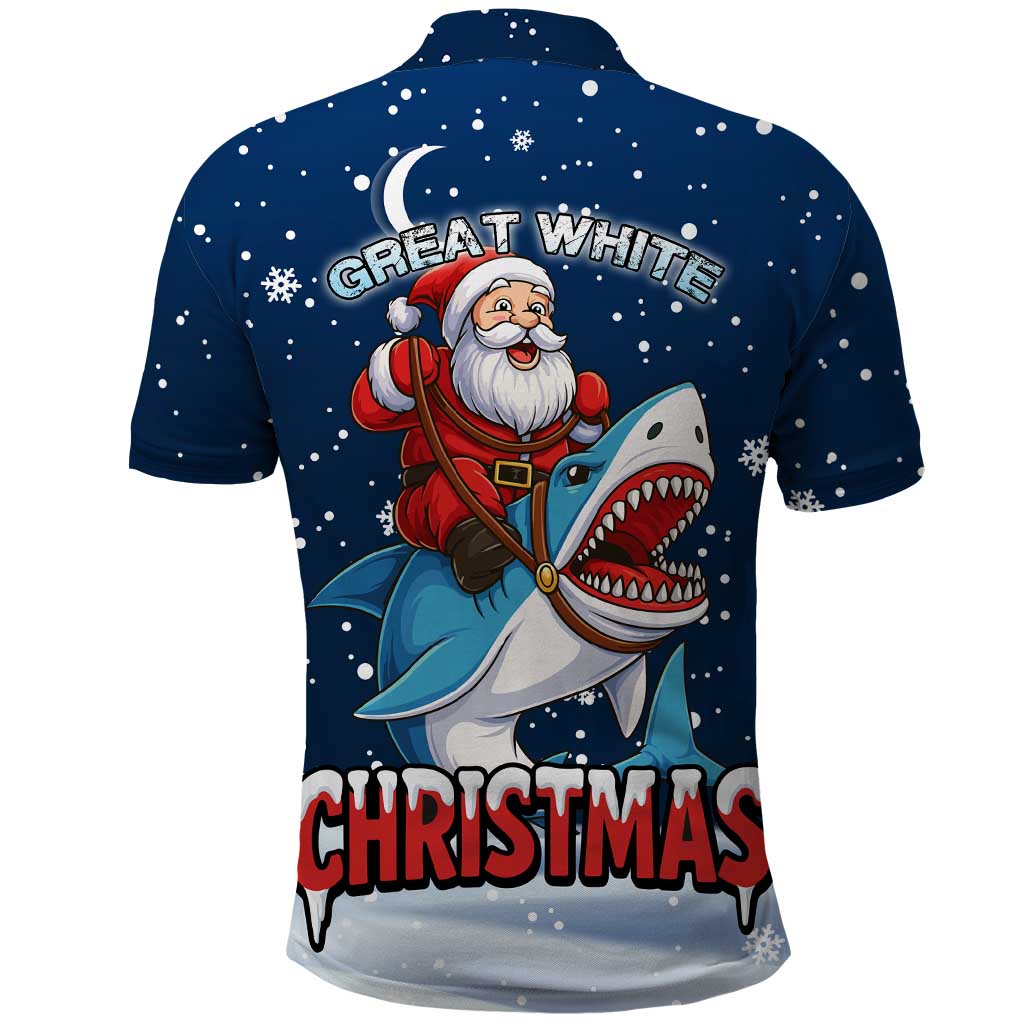 Great White Christmas Shark Christmas Polo Shirt Funny Xmas Holiday Patterns - Wonder Print Shop