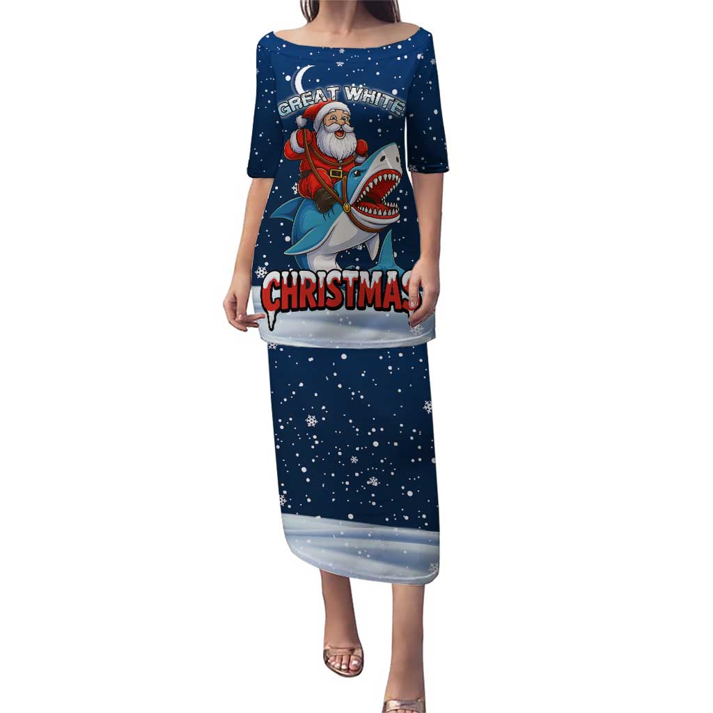 Great White Christmas Shark Christmas Puletasi Funny Xmas Holiday Patterns - Wonder Print Shop