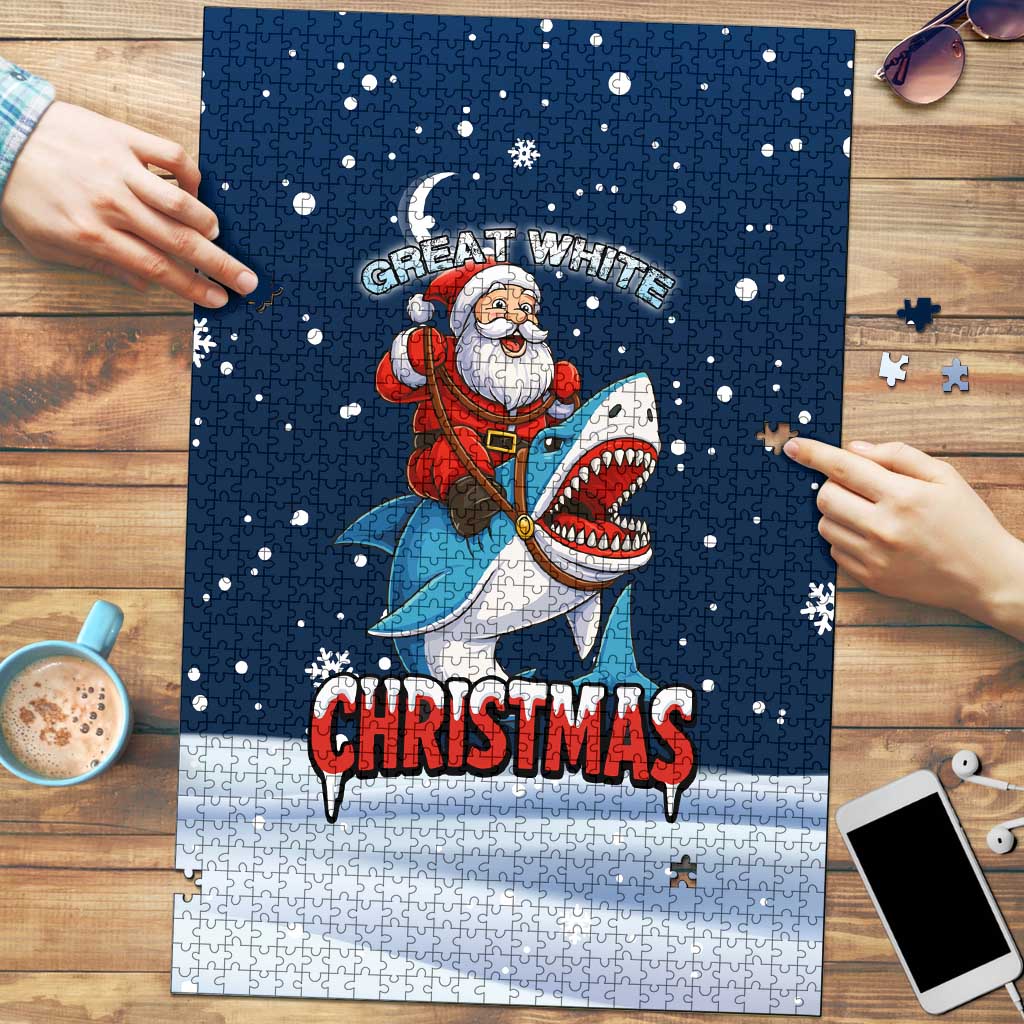 Great White Christmas Shark Christmas Puzzle Funny Xmas Holiday Patterns - Wonder Print Shop