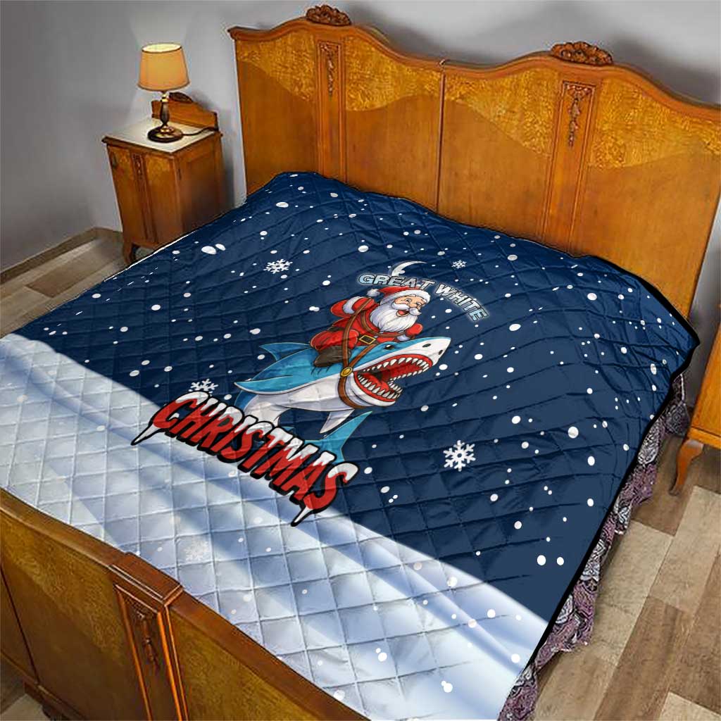 Great White Christmas Shark Christmas Quilt Funny Xmas Holiday Patterns - Wonder Print Shop
