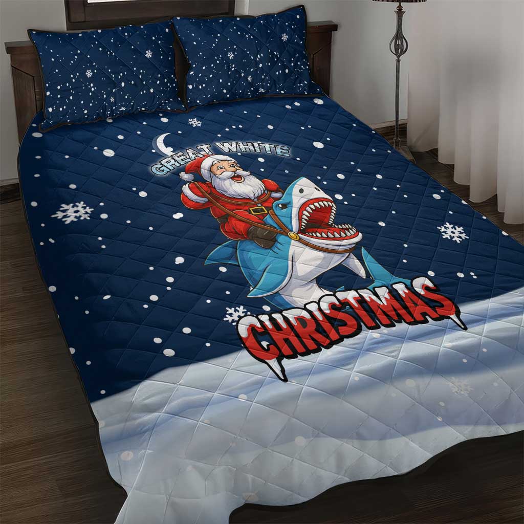 Great White Christmas Shark Christmas Quilt Bed Set Funny Xmas Holiday Patterns - Wonder Print Shop