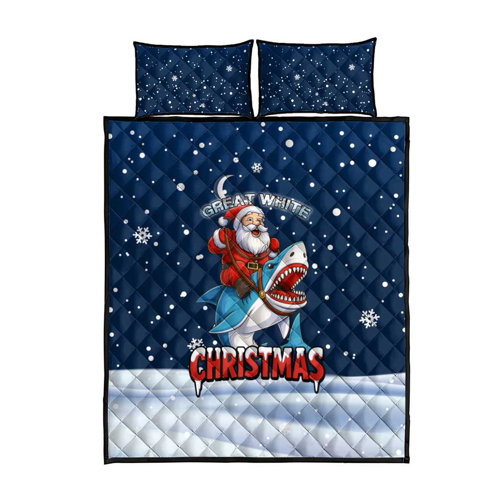 Great White Christmas Shark Christmas Quilt Bed Set Funny Xmas Holiday Patterns - Wonder Print Shop