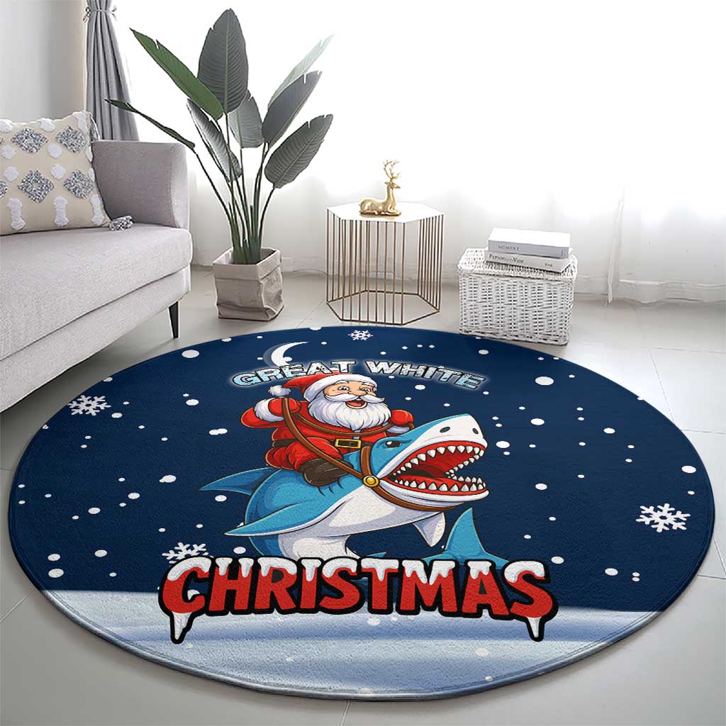 Great White Christmas Shark Christmas Round Carpet Funny Xmas Holiday Patterns - Wonder Print Shop