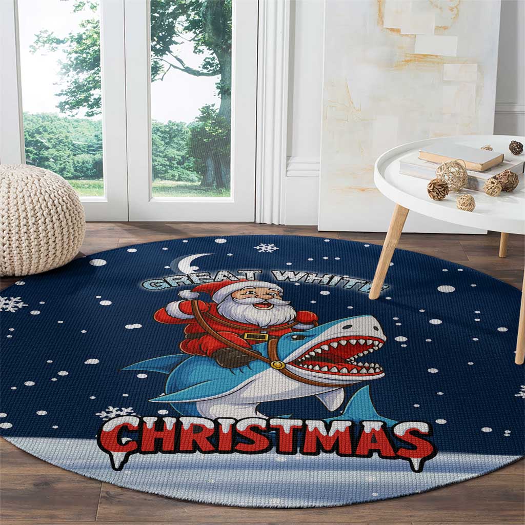 Great White Christmas Shark Christmas Round Carpet Funny Xmas Holiday Patterns - Wonder Print Shop