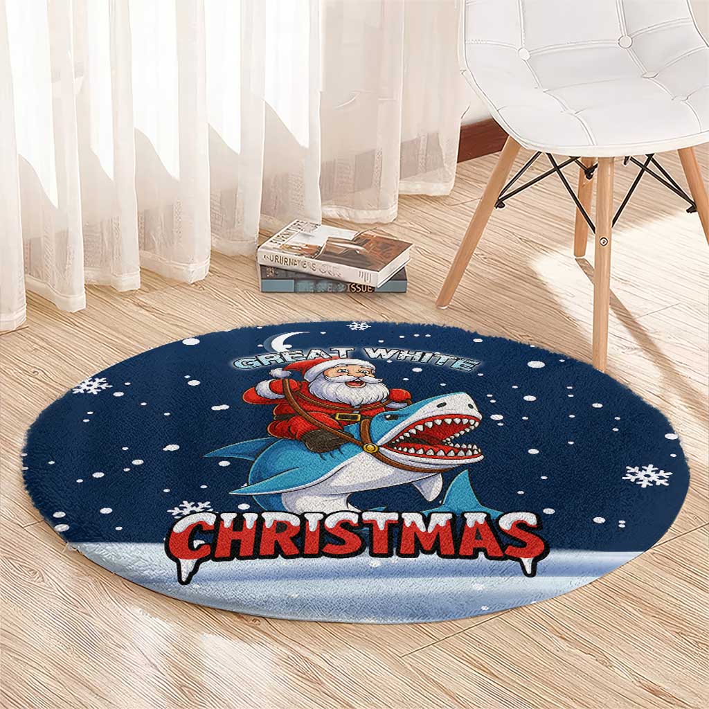 Great White Christmas Shark Christmas Round Carpet Funny Xmas Holiday Patterns - Wonder Print Shop