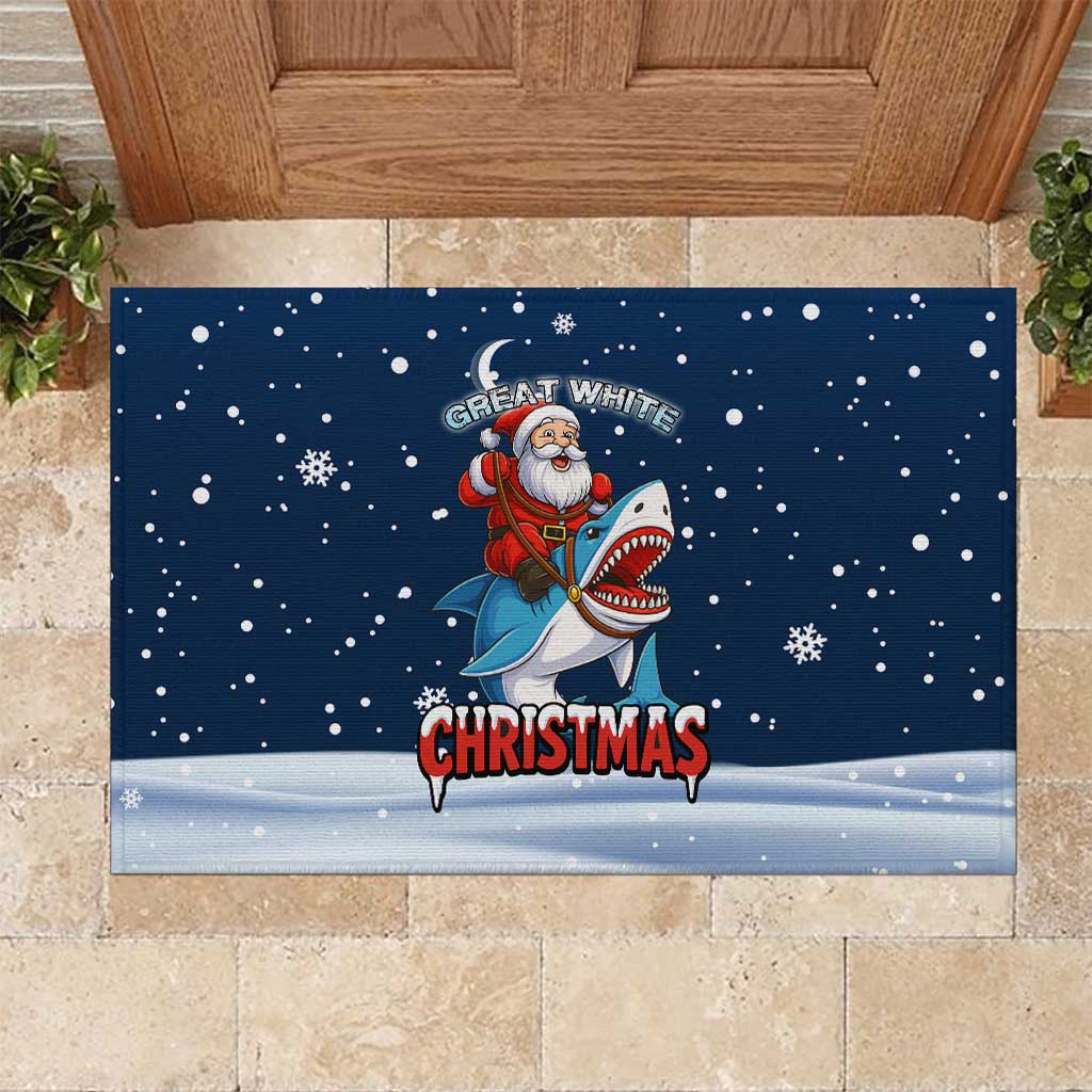 Great White Christmas Shark Christmas Rubber Doormat Funny Xmas Holiday Patterns - Wonder Print Shop
