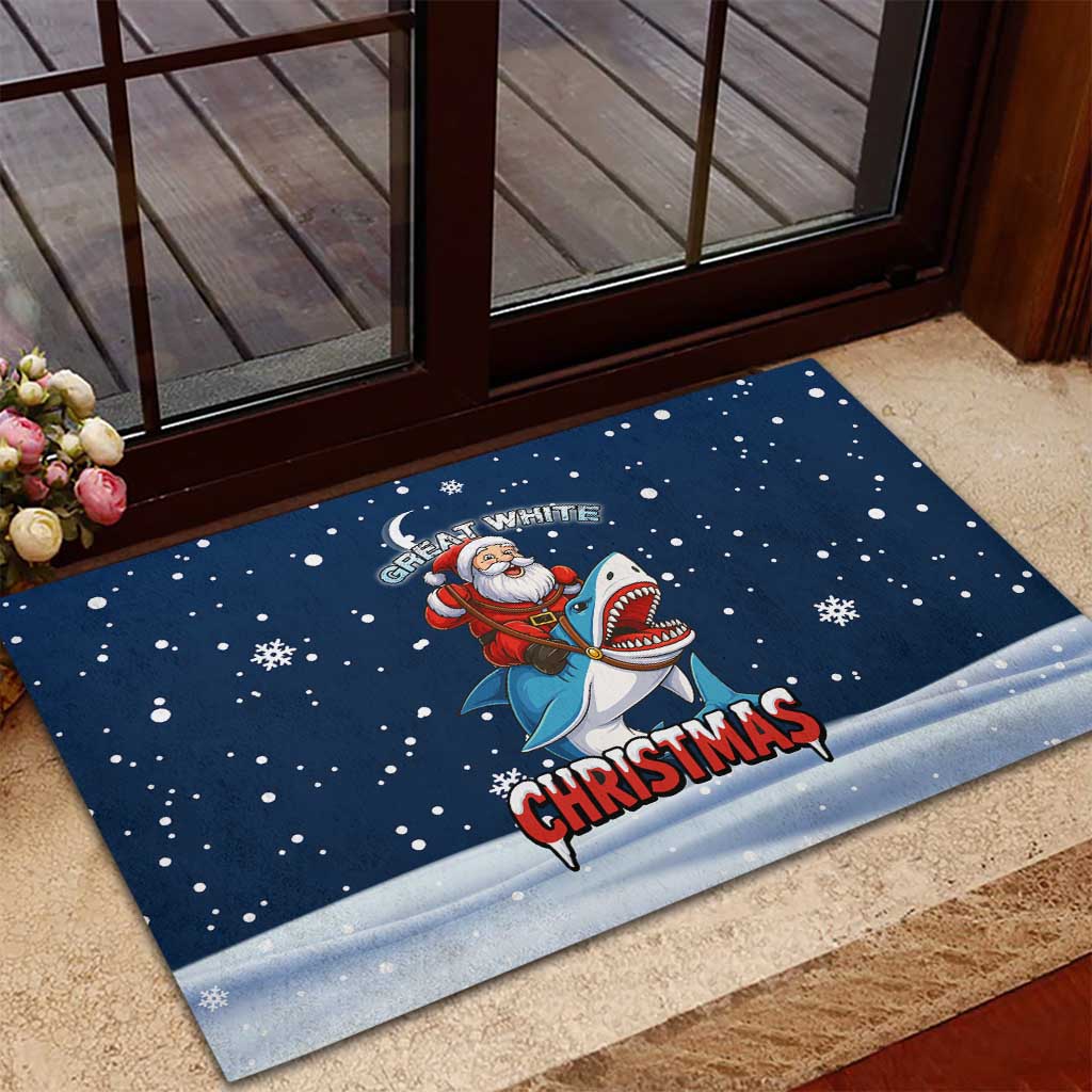 Great White Christmas Shark Christmas Rubber Doormat Funny Xmas Holiday Patterns - Wonder Print Shop