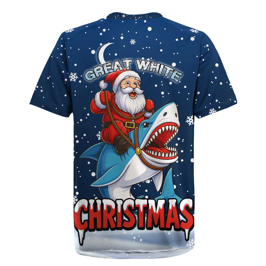 Great White Christmas Shark Christmas Rugby Jersey Funny Xmas Holiday Patterns - Wonder Print Shop