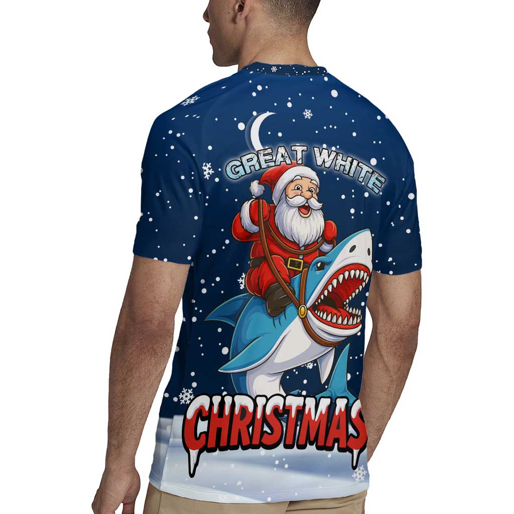 Great White Christmas Shark Christmas Rugby Jersey Funny Xmas Holiday Patterns - Wonder Print Shop