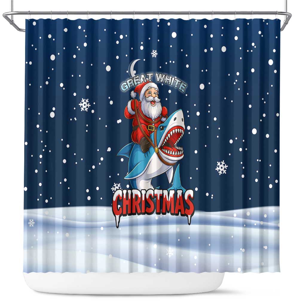 Great White Christmas Shark Christmas Shower Curtain Funny Xmas Holiday Patterns - Wonder Print Shop