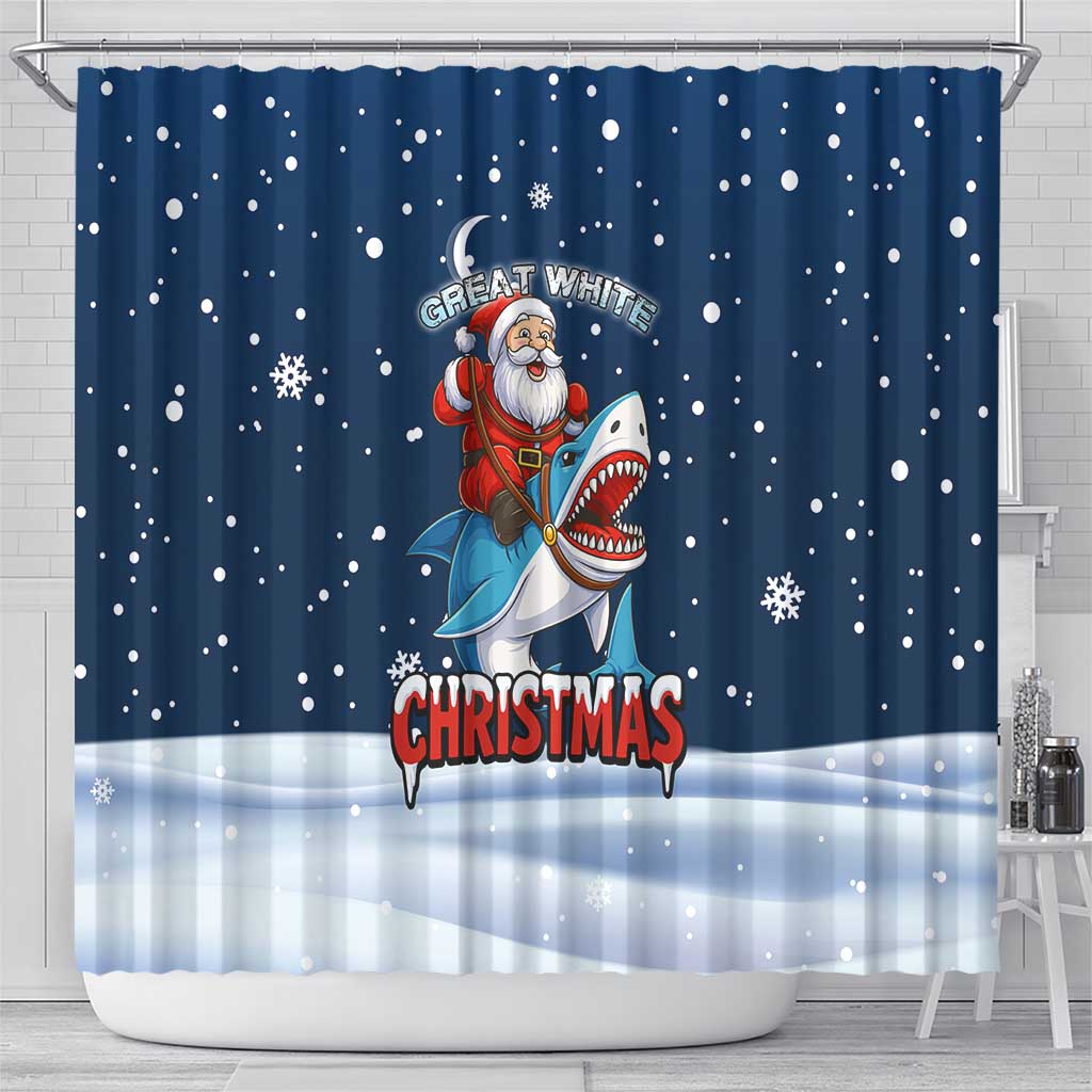 Great White Christmas Shark Christmas Shower Curtain Funny Xmas Holiday Patterns - Wonder Print Shop