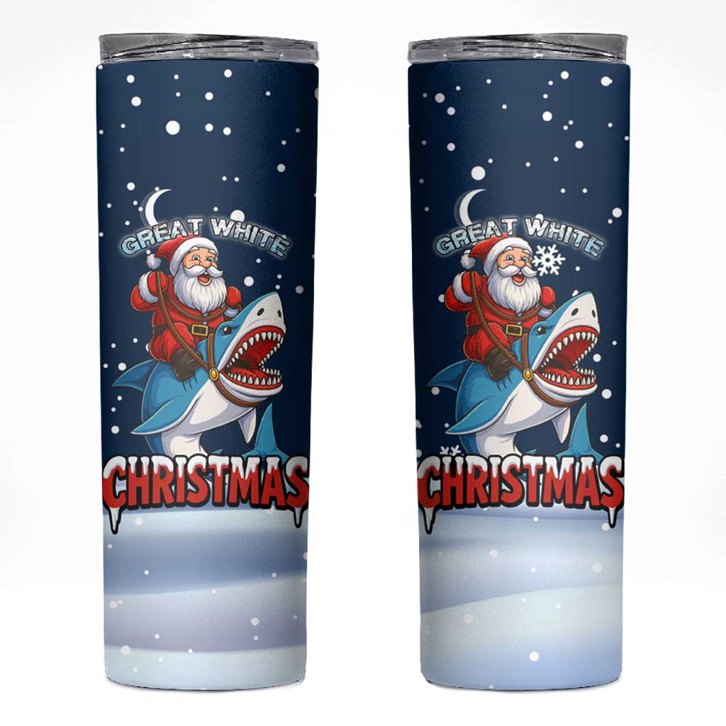 Great White Christmas Shark Christmas Skinny Tumbler Funny Xmas Holiday Patterns - Wonder Print Shop