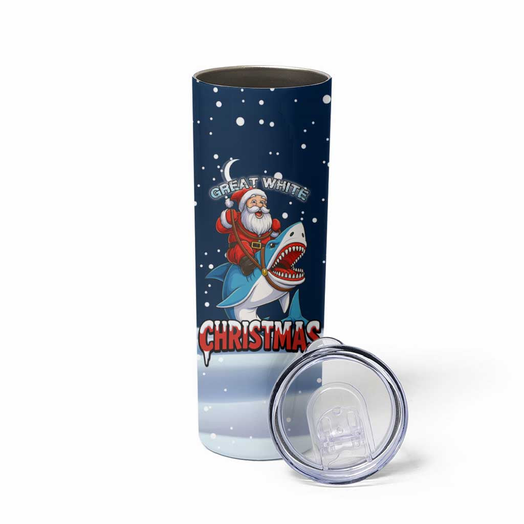 Great White Christmas Shark Christmas Skinny Tumbler Funny Xmas Holiday Patterns - Wonder Print Shop