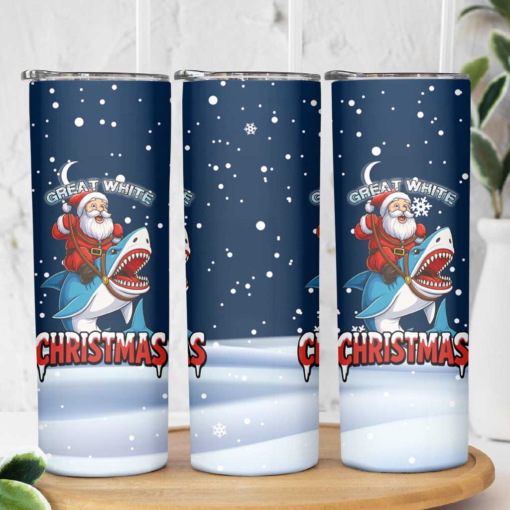Great White Christmas Shark Christmas Skinny Tumbler Funny Xmas Holiday Patterns - Wonder Print Shop