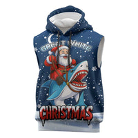 Great White Christmas Shark Christmas Sleeveless Hoodie Funny Xmas Holiday Patterns - Wonder Print Shop