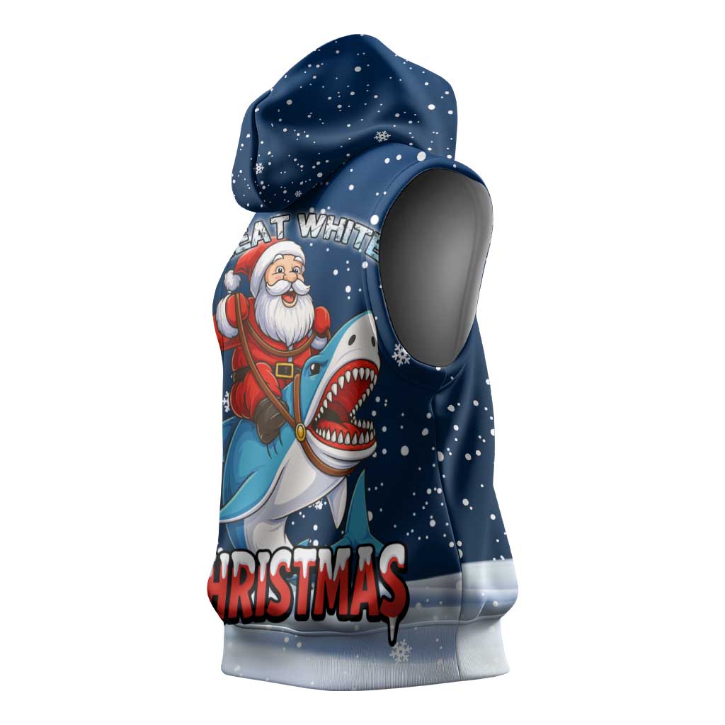 Great White Christmas Shark Christmas Sleeveless Hoodie Funny Xmas Holiday Patterns - Wonder Print Shop