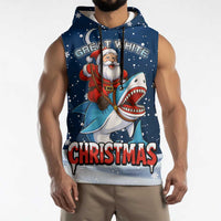 Great White Christmas Shark Christmas Sleeveless Hoodie Funny Xmas Holiday Patterns - Wonder Print Shop