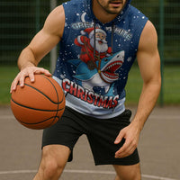 Great White Christmas Shark Christmas Sleeveless Hoodie Funny Xmas Holiday Patterns - Wonder Print Shop