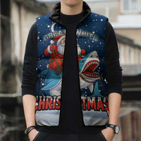 Great White Christmas Shark Christmas Sleeveless Puffer Jacket Funny Xmas Holiday Patterns - Wonder Print Shop