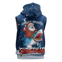 Great White Christmas Shark Christmas Sleeveless Zip Hoodie Funny Xmas Holiday Patterns - Wonder Print Shop