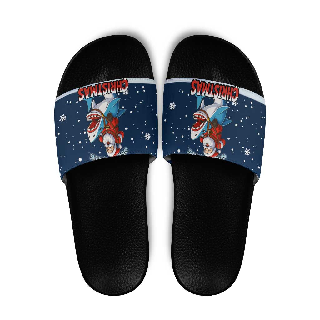 Great White Christmas Shark Christmas Slide Sandals Funny Xmas Holiday Patterns - Wonder Print Shop