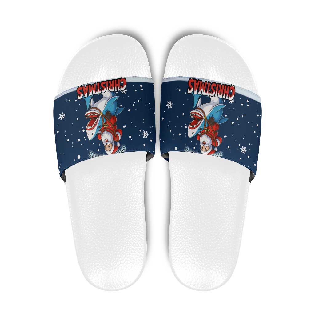Great White Christmas Shark Christmas Slide Sandals Funny Xmas Holiday Patterns - Wonder Print Shop