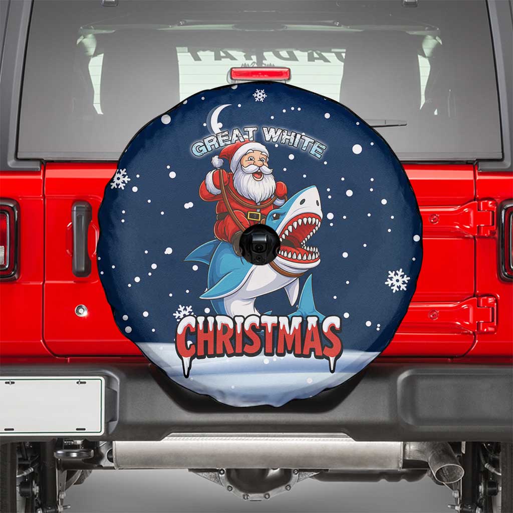 Great White Christmas Shark Christmas Spare Tire Cover Funny Xmas Holiday Patterns - Wonder Print Shop