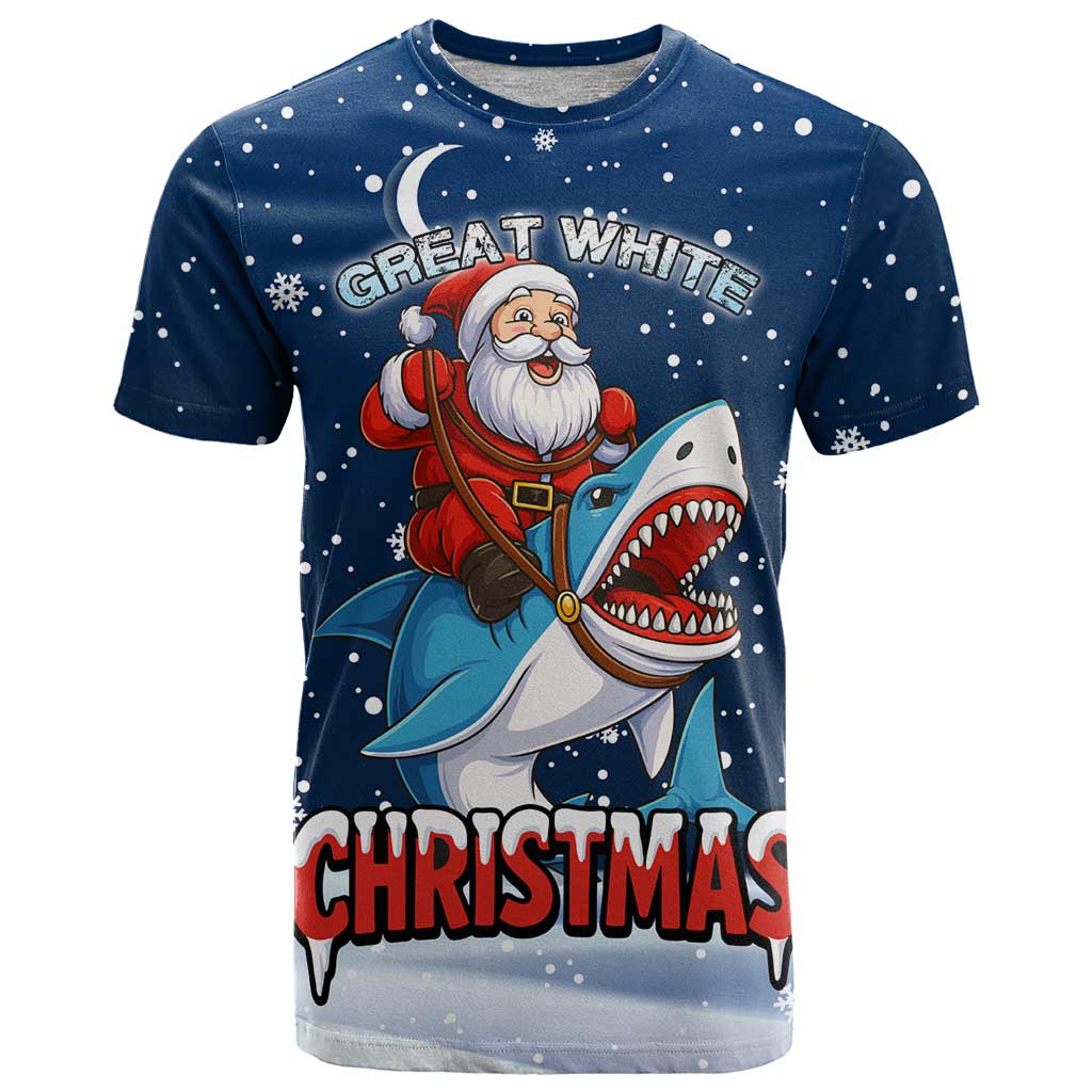 Great White Christmas Shark Christmas T Shirt Funny Xmas Holiday Patterns - Wonder Print Shop
