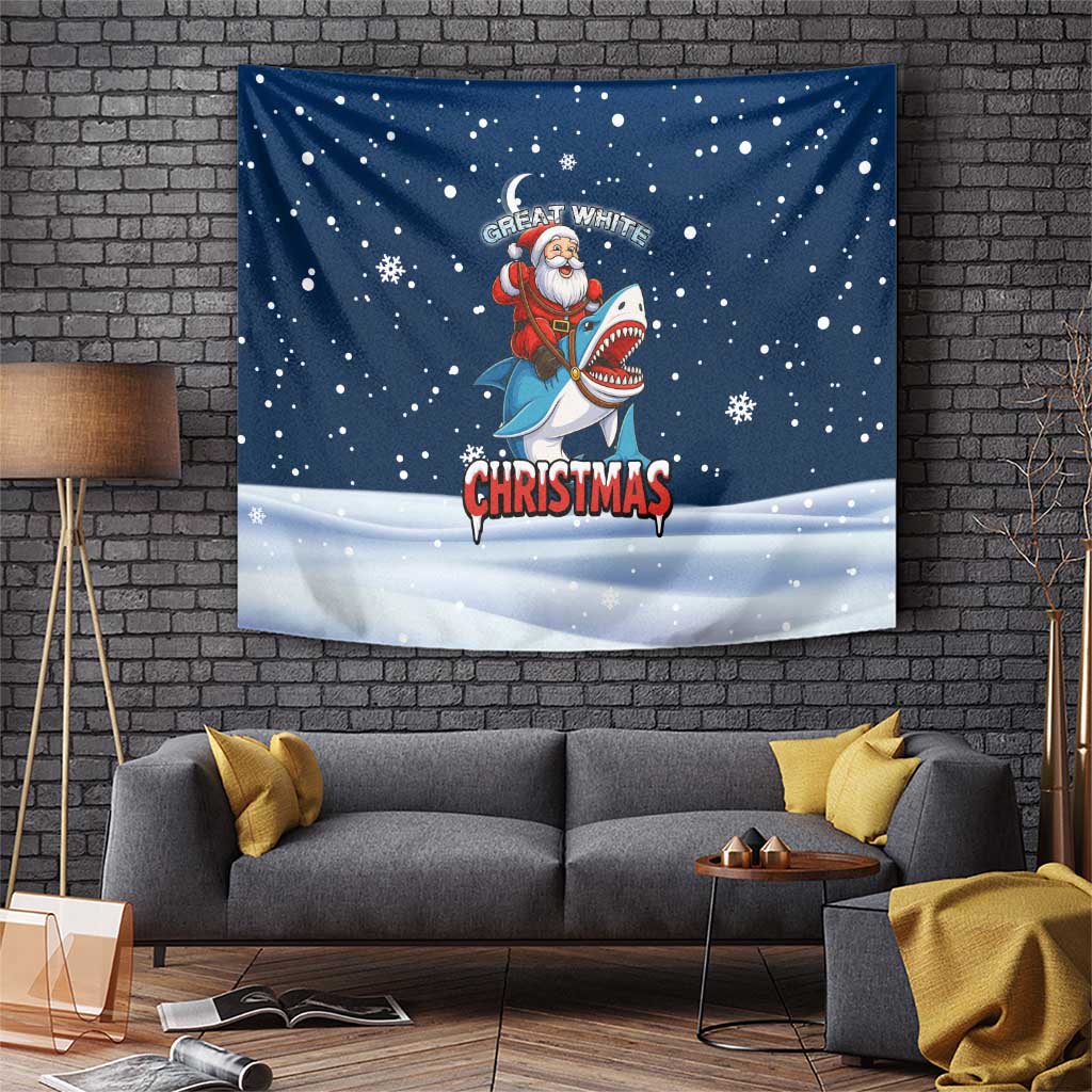 Great White Christmas Shark Christmas Tapestry Funny Xmas Holiday Patterns - Wonder Print Shop