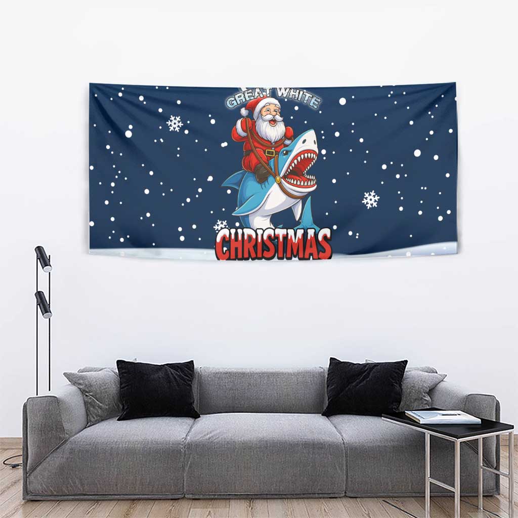 Great White Christmas Shark Christmas Tapestry Funny Xmas Holiday Patterns - Wonder Print Shop