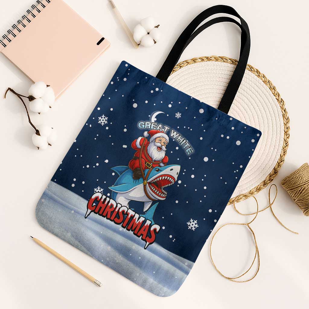 Great White Christmas Shark Christmas Tote Bag Funny Xmas Holiday Patterns - Wonder Print Shop