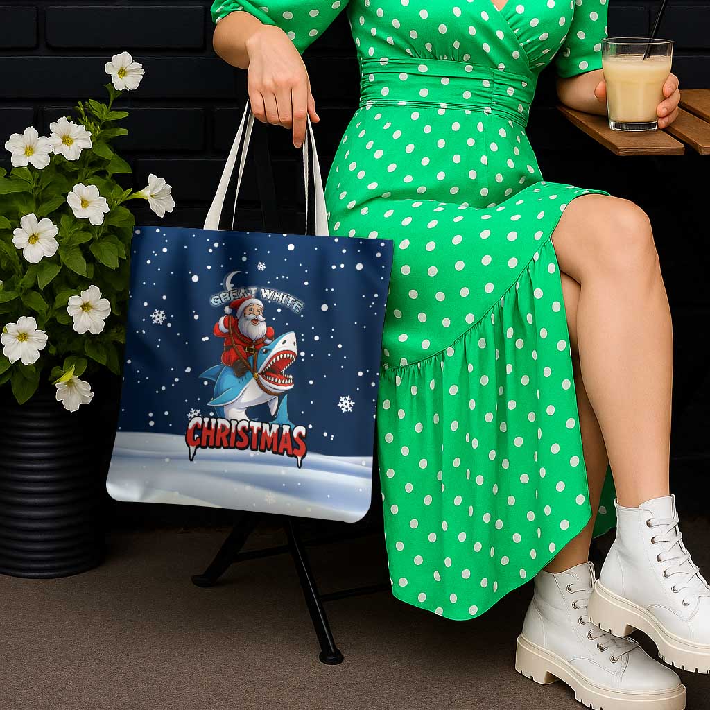 Great White Christmas Shark Christmas Tote Bag Funny Xmas Holiday Patterns - Wonder Print Shop