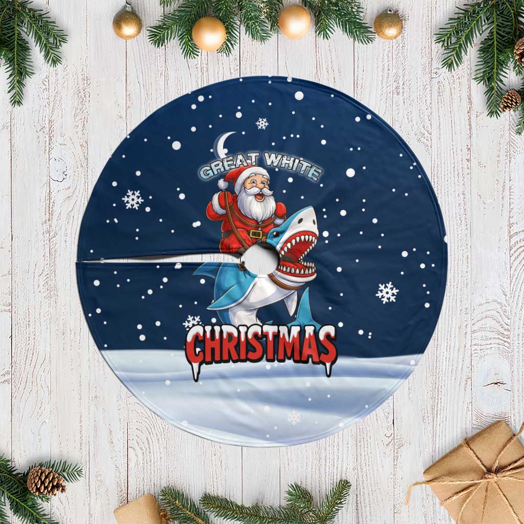 Great White Christmas Shark Christmas Tree Skirt Funny Xmas Holiday Patterns - Wonder Print Shop