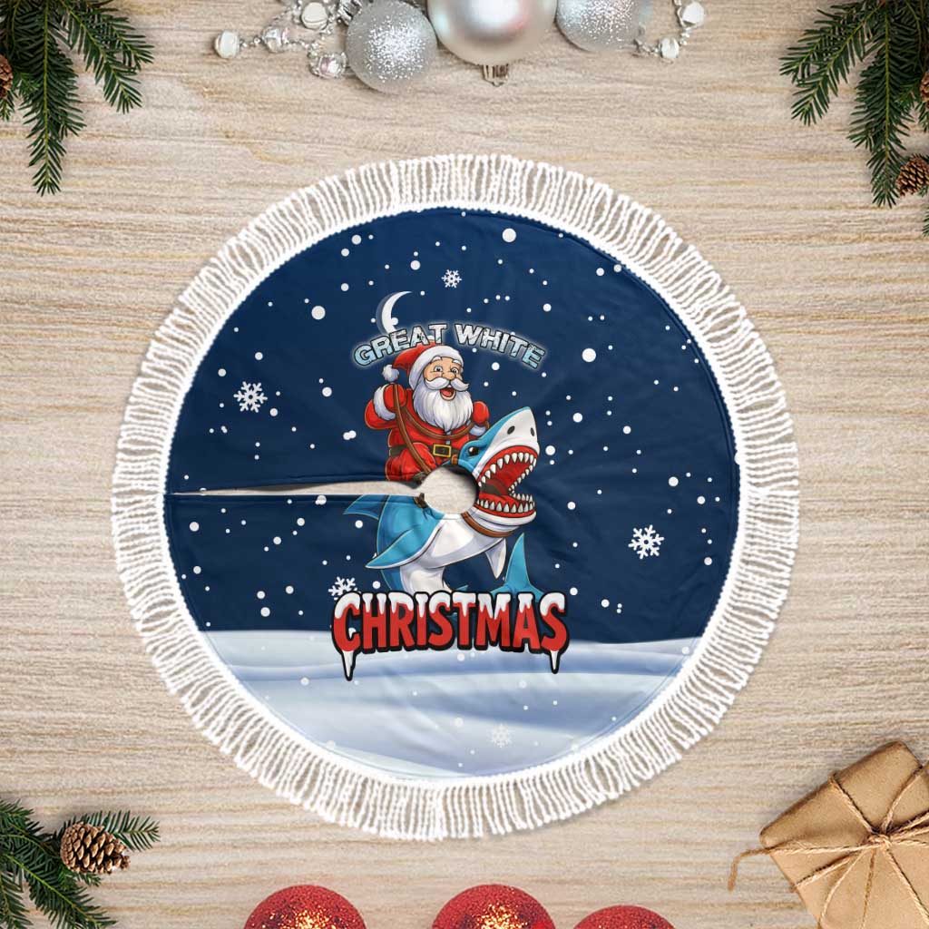 Great White Christmas Shark Christmas Tree Skirt Funny Xmas Holiday Patterns - Wonder Print Shop