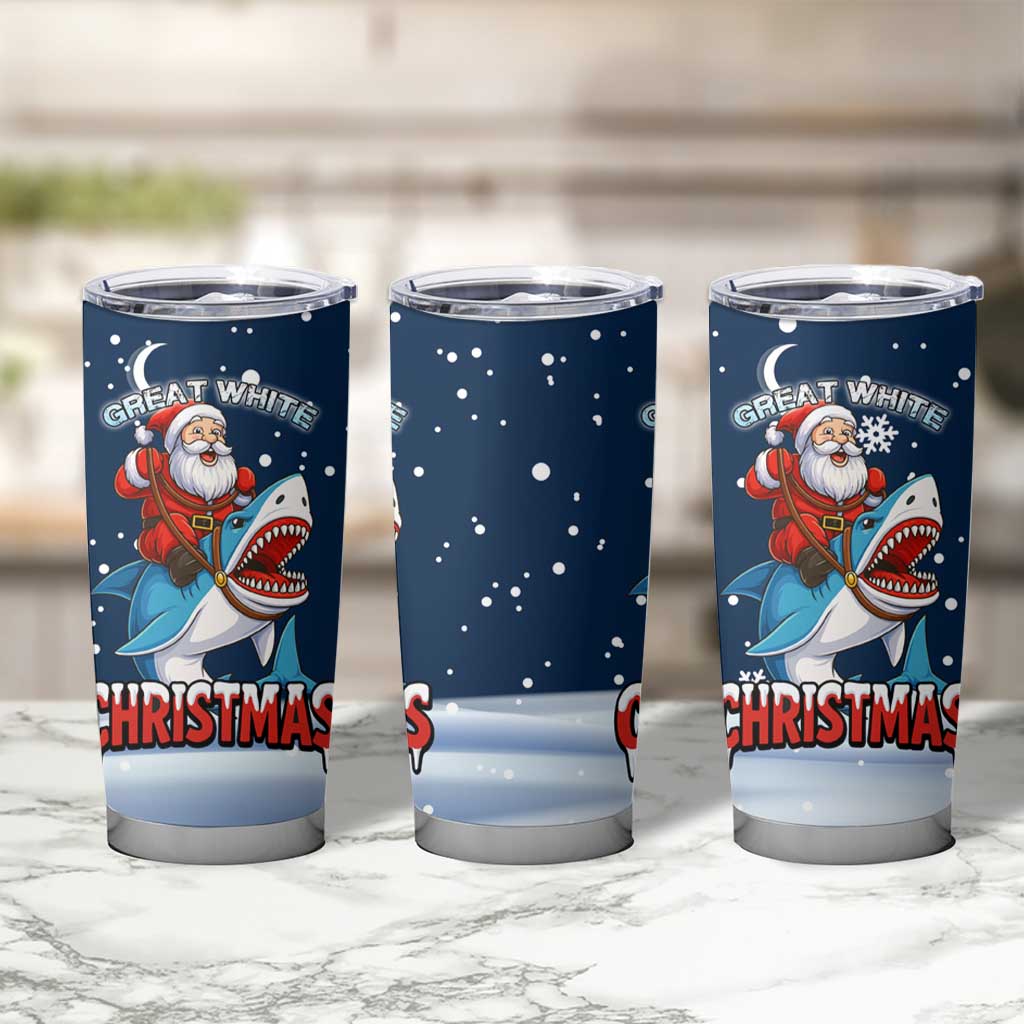 Great White Christmas Shark Christmas Tumbler Cup Funny Xmas Holiday Patterns - Wonder Print Shop