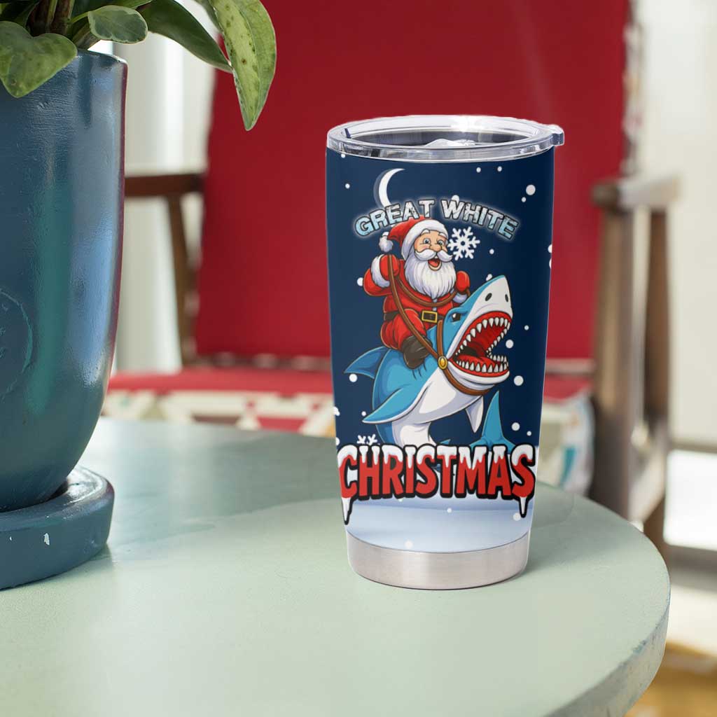 Great White Christmas Shark Christmas Tumbler Cup Funny Xmas Holiday Patterns - Wonder Print Shop