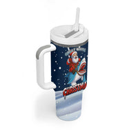 Great White Christmas Shark Christmas Tumbler With Handle Funny Xmas Holiday Patterns - Wonder Print Shop