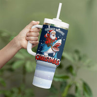 Great White Christmas Shark Christmas Tumbler With Handle Funny Xmas Holiday Patterns - Wonder Print Shop