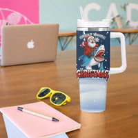 Great White Christmas Shark Christmas Tumbler With Handle Funny Xmas Holiday Patterns - Wonder Print Shop