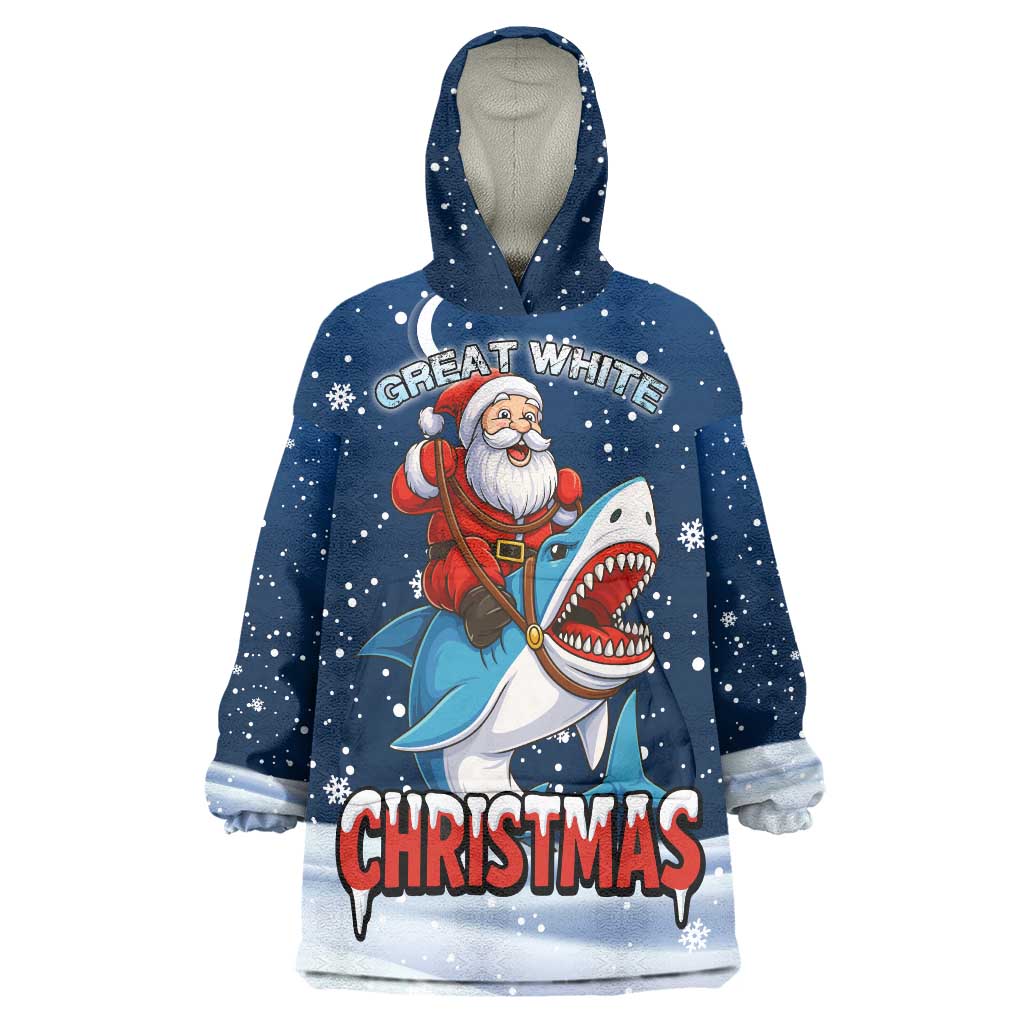 Great White Christmas Shark Christmas Wearable Blanket Hoodie Funny Xmas Holiday Patterns - Wonder Print Shop