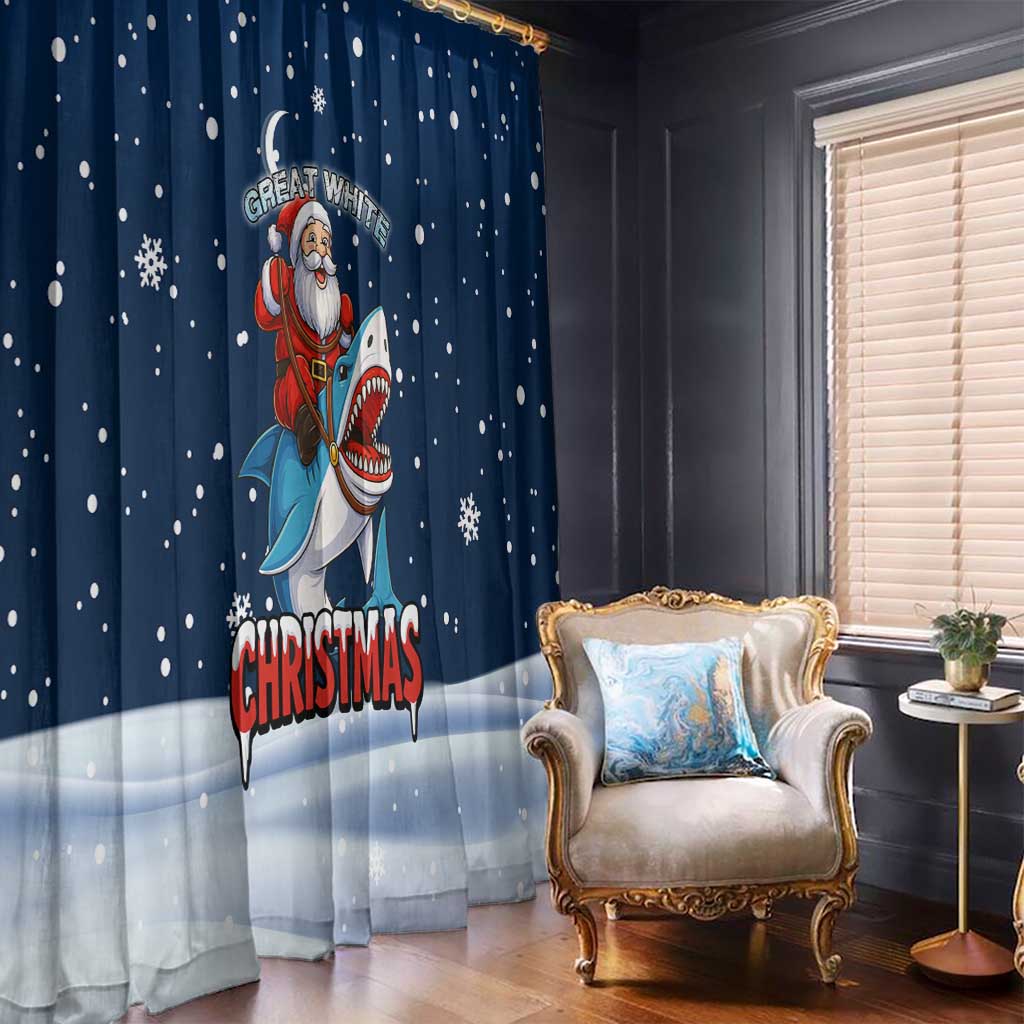 Great White Christmas Shark Christmas Window Curtain Funny Xmas Holiday Patterns - Wonder Print Shop